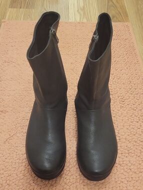 Women's FitFlop Black Leather Mid-Calf Zip Boots